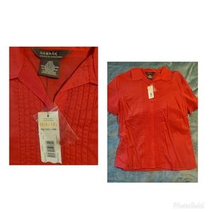 Red button down blouse. Size med